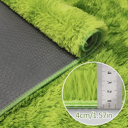 Green Tie Dyed Rug for Bedroom 4x6 Fluffy Area Rug Mat Bedside Throw Rug for Living Room Kids Room Boys Teens Nursery Baby Dorm Office Home Decor Aesthetic Carpets (Tie-dyed Green / 4' x 6' (Rectangular))