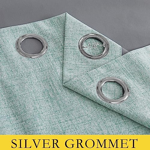 100% Absolutely Blackout Linen Curtains with Thermal Insulated Liner (62"W x 95"L (Pack of 2) / Seafoam Green)