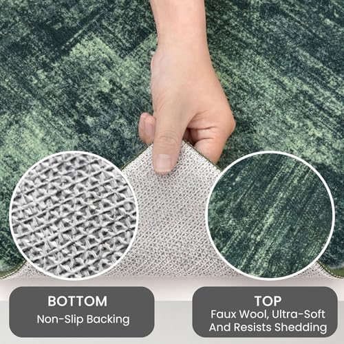 Abstract Area Rug 3x5 Ft Washable Rugs for Entryway Indoor (Dark Green / 3' x 5' (Rectangular))