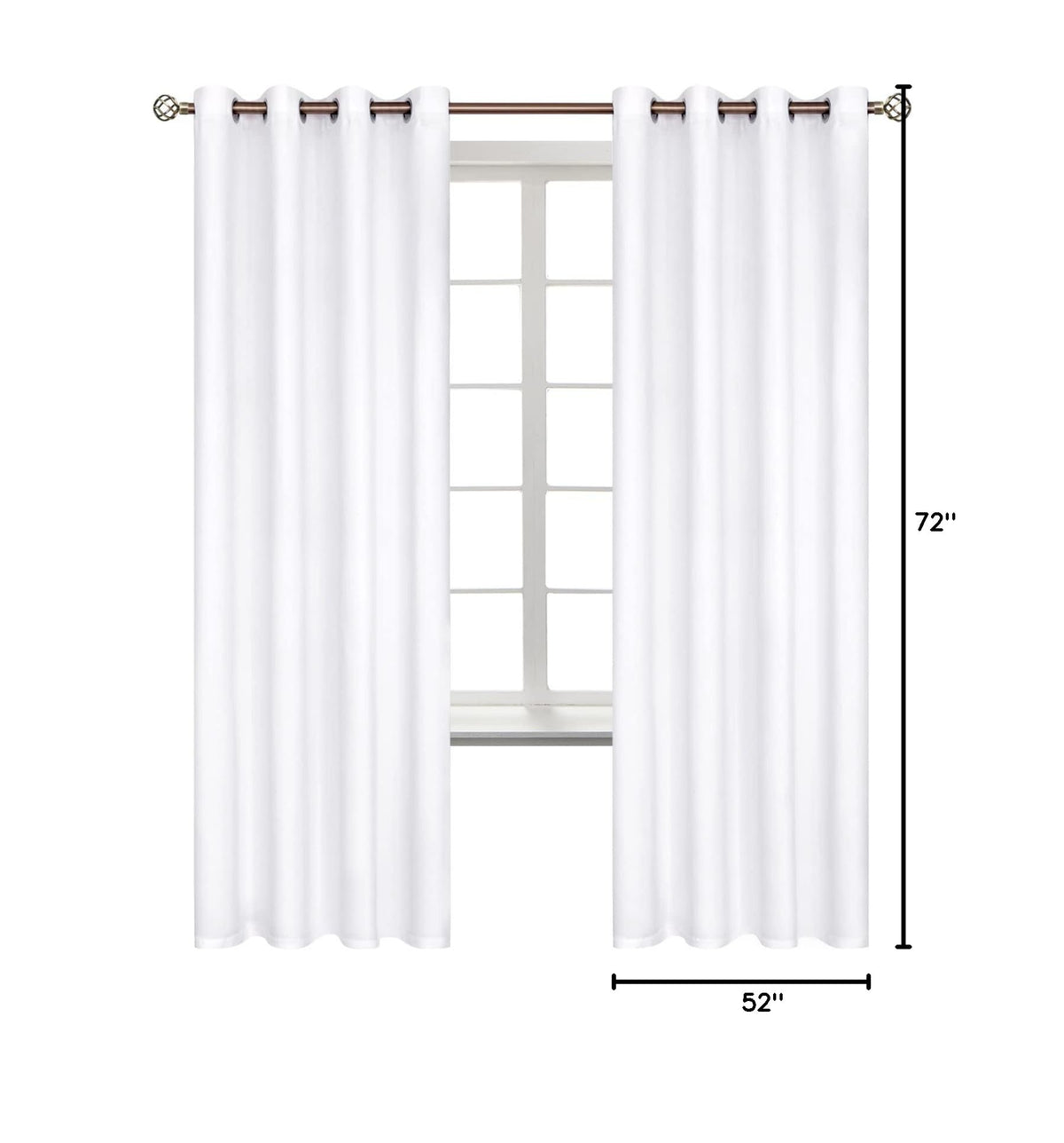 Room Darkening Curtains 72 Inches Long (Pure White / 52"W x 72"L (Pack of 2))
