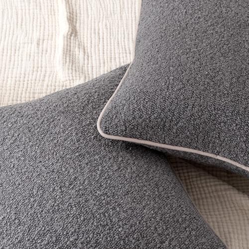 Boucle Throw Pillow Covers for Couch (Grey / 26" x 26" (Pack of 2))