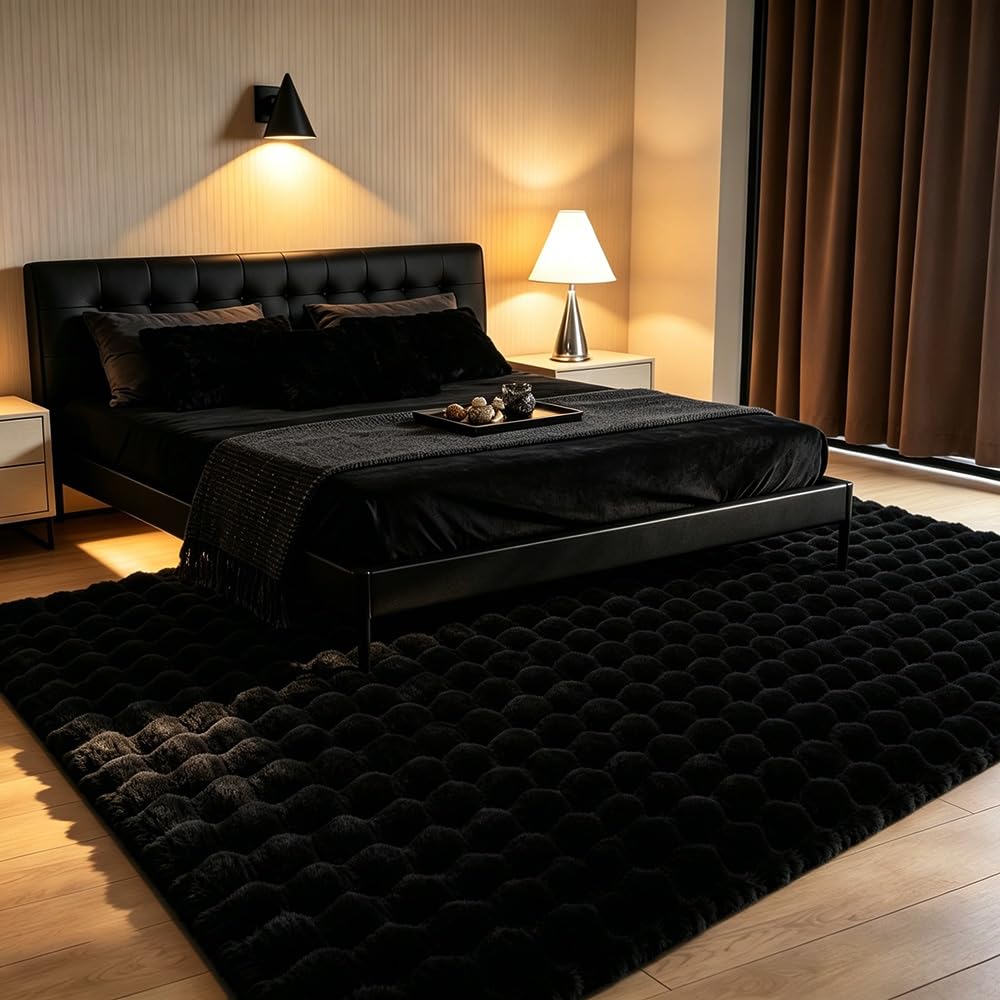 Black Rabbit Plush Rug 6'x9'