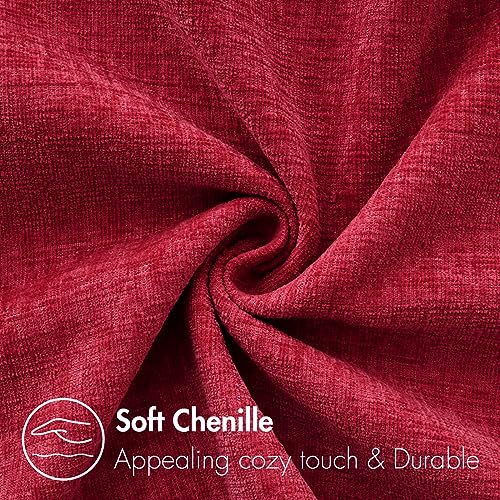 Soft Chenille Throw Pillow Covers Red 18x18 Inch Pack of 2 (18" x 18" (Pack of 2) / Red)