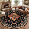 Washable Area Rug (Black/Colorful / 8' (Round))