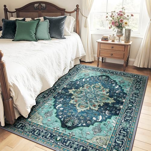 Washable Area Rug (Teal / 4' x 6' (Rectangular))