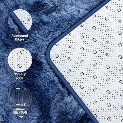 Shag Area Rug (Tie-dyed Navy Blue / 4' x 6' (Rectangular))