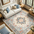Washable Area Rug (Beige/Blue/Orange / 6' x 6' (Square))