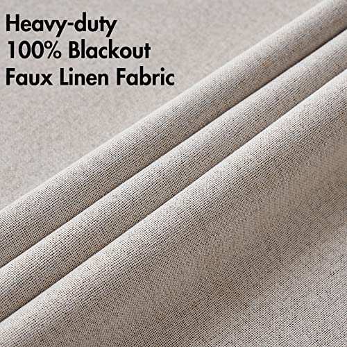 100% Blackout Linen Curtains for Bedroom 52x96 Inches Ivory (Ivory / 52"W x 96"L (Pack of 2))