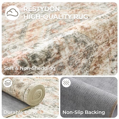Rug Runners for Hallways Non Slip (Brown/Pink / 2' x 8' (Runner))