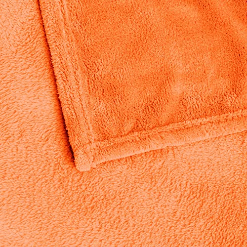 Fleece Blankets 108 inch x90 Size Orange Throw Blankets for Bed & Couch (Orange / King(108"x90"))