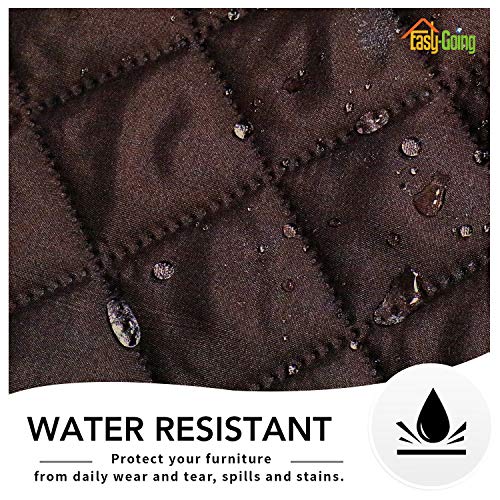 Oversized Recliner Cover Reversible Couch Cover Sofa Cover for Living Room Water Resistant Furniture Protector with Elastic Straps for Pets (Chocolate/Beige / Large Recliner)