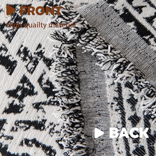 Boho Chenille Couch Cover for Dogs (Geometric Black / 71*118 inch)