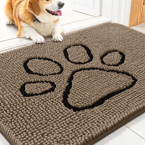 Dog Door Mat for Muddy Paws (30"X20" / Camel and Black)