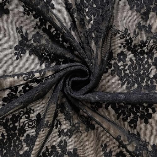 Vintage Lace Curtains 80 inch Length 2 Panles for Doorway Victorian Gothic Floral Dark Academia Black Sheer Curtain Panels for Living Room Bedroom Light Filtering 52 by 80 inch Length (Black / 52"W x 80"L (Pack of 2))