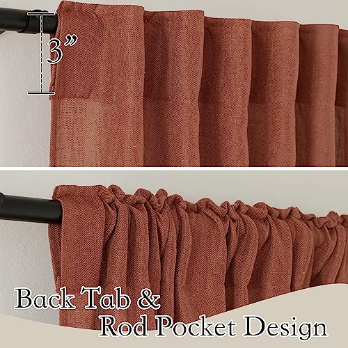 Linen Semi Sheer Curtains for Bedroom Living Room 95 inches Long (Terracotta / 52"W x 95"L (Pack of 2))