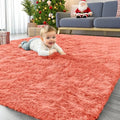 Area Rugs for Living Room Bedroom (4x5.9 Ft / Coral Red)