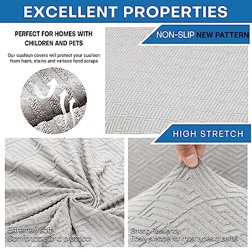 4 Piece Stretch Sofa Cover (71"-91"(3 Cushions) / Silver Grey)