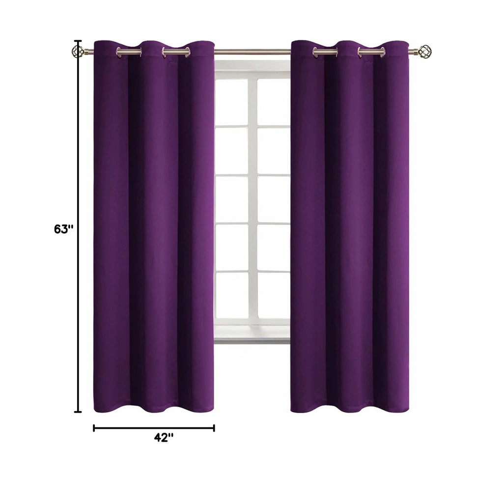 Purple Blackout Curtains for Bedroom 63 Inch Long (Purple / 42"W x 63"L (Pack of 2))