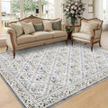 Floral Rug 4x6 Rug Machine Washable Area Rug for Living Room (Grey/Beige / 4' x 6' (Rectangular))