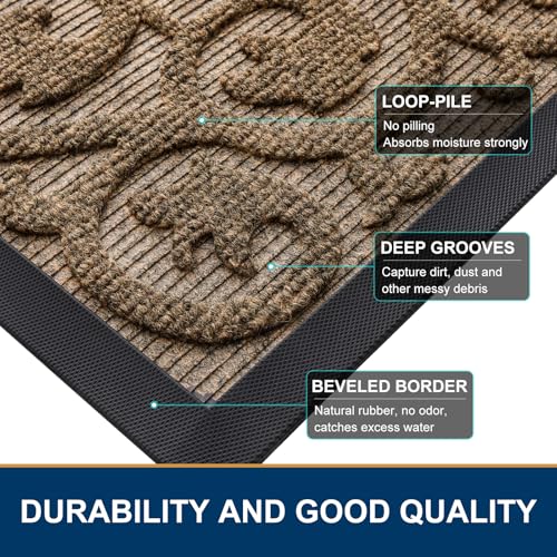 Front Door Mat Outside Entrance (Brown / 29.5" X 17")