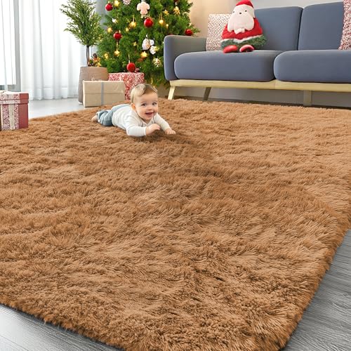 9x12 Machine Washable Large Area Rugs for Living Room (9x12 Ft / Khaki)