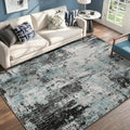 Washable 6'x9' Abstract Area Rug for Living Room Teal Black (Black/Teal Blue / 6' x 9' (Rectangular))