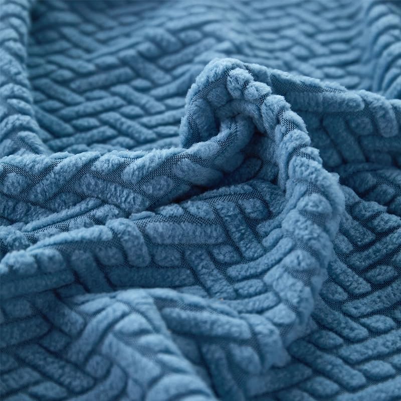 Sofa Covers Couch Covers for Sofa Pet Friendly Couch Cushion Covers Universal Sofa Covers Washable Stretch Slipcovers for Sectional Sofa (Texture Blue / Extra Large Single Seat Cover)