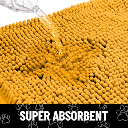 Dog Door Mat for Muddy Paws (36"X24" / Golden Yellow and Black)