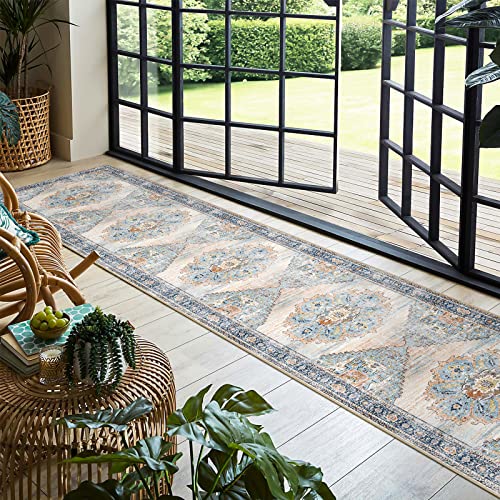 Washable Runner Rug 2x12 (Blue / 2' x 12' (Rectangular))