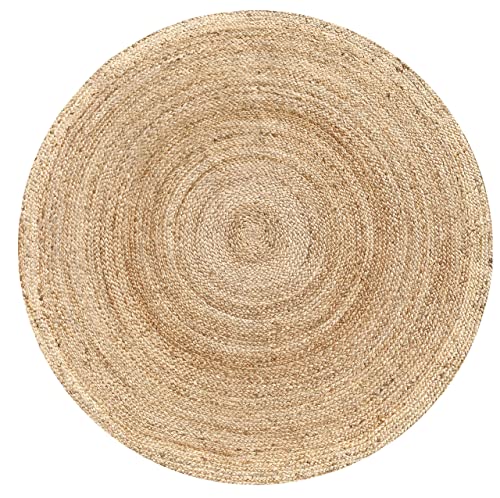 Jute Braided Woven Area Rug 4 Feet Round (4' Round / Natural)
