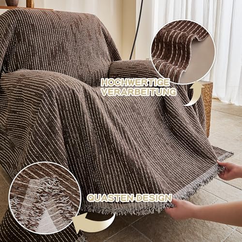 Oversized Armchair Couch Cover for 1 Cushion Couch (71" x 91" / 9# Lines Deep Chocolate)