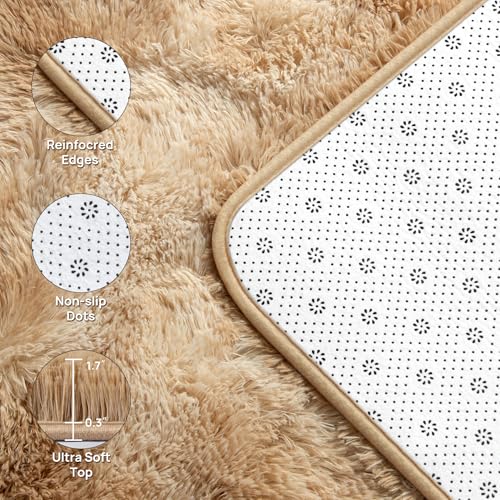 Large Shag Area Rugs 9 x 12 (Tie-dyed Beige / 9' x 12' (Rectangular))
