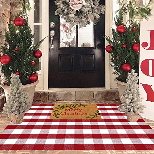 Christmas Red and White Plaid Rug (Red & White Plaid / 4' x 6' (Rectangular))