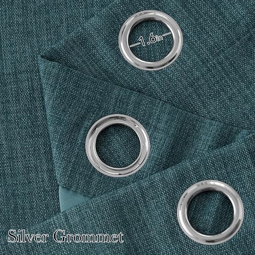 Short Greyish Blue Blackout Curtains 63 inches Long for Kitchen (Linen Greyish Green / 42"W x 63"L (Pack of 2))