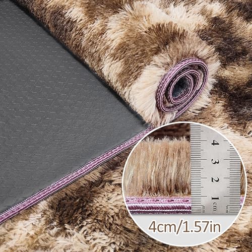 Super Soft Fluffy Living Room Area Rug 2x10 ft Tie (Tie-dyed Brown / 2' x 10' (Runner))