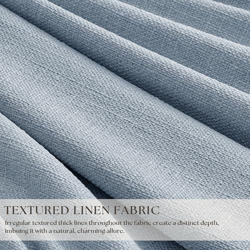 Blue Linen Blackout Pleated 86 Inch Curtains with Liner for Living Room (Light Blue / 40"W x 86"L (Pack of 2))