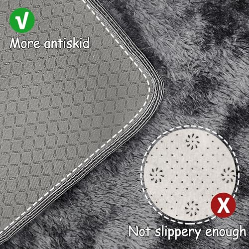 Tie Dyed Runner Rug for Bedroom Black Grey 2x5ft Fluffy Area Rug Bedside Runner Rug for Kids Room Boys Teens Nursery Baby Living Room Dorm Home Decor Carpets (Tie-dyed Black Grey / 2' x 5' (Runner))