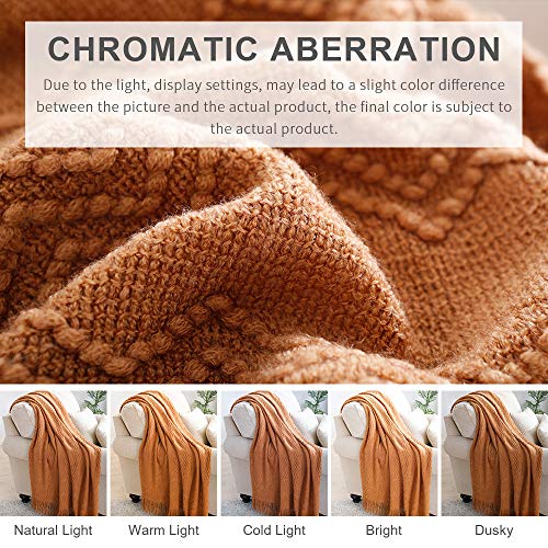 Almond Throw Blanket 60x80 Inch Boho Knit Soft Throw Sofa Blanket (Almond / 60"x80")