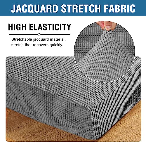 Super Stretch Individual Seat Sofa Covers Couch Slipcover Sets Thick Jacquard Textured Twill Fabric (Dove / 2 Cushion Loveseat)