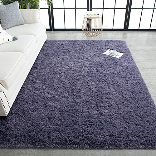 Super Soft Shaggy Rugs Fluffy Carpets 3x5 Feet (3' x 5' (Rectangular) / Grey Purple)