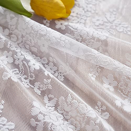 Vintage Lace Curtains 36 inch Length Country White Cafe Kitchen Sheer Short Curtain Panels for Bathroom (Bright White / 26"W x 36"L (Pack of 2))