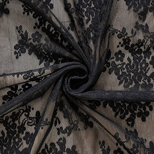 Vintage Lace Curtains 63 Inch Length (Black / 52"W x 63"L (Pack of 2))