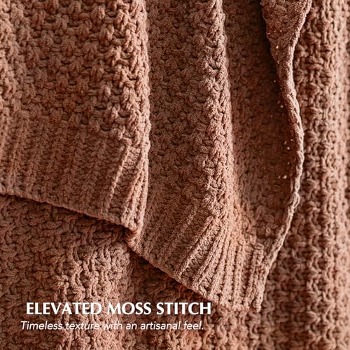 HOME Chunky Chenille Knit Throw Blanket (Terracotta Clay / 50" X 60")
