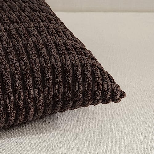 4 Packs Decorative Throw Pillow Covers for Living Room Couch Bed (18" x 18" (Pack of 4) / Dark Brown)
