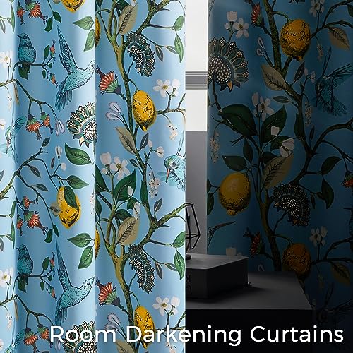 54 Inches Long Short Blue Blackout Curtains for Cafe Kitchen (Light Blue / 52"W x 54"L (Pack of 2))