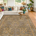 Washable Brown Oriental 5x8 Area Rug for Living Room (Gold Brown / 5' x 8' (Rectangular))