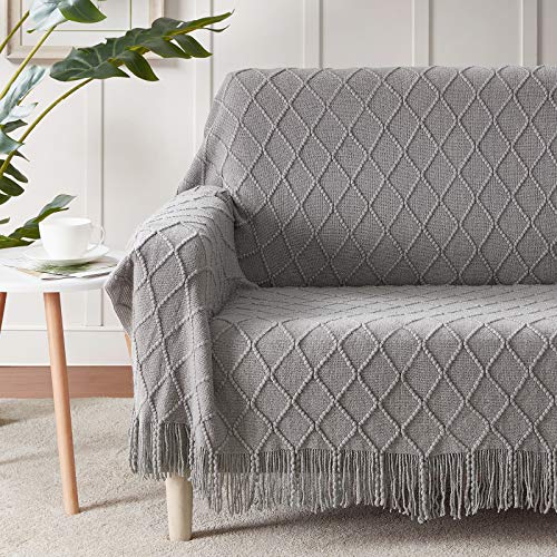 Light Grey Throw Blanket 50x60 Inch Knitted Soft Throw Sofa Blanket (Light Grey / 50"x60")
