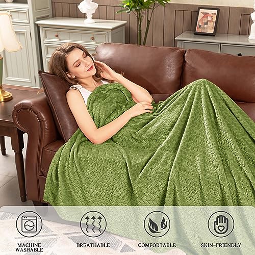 Sage Green Fleece Throw Blanket for Couch (Sage Green / Throw/Travel-50x60 IN)