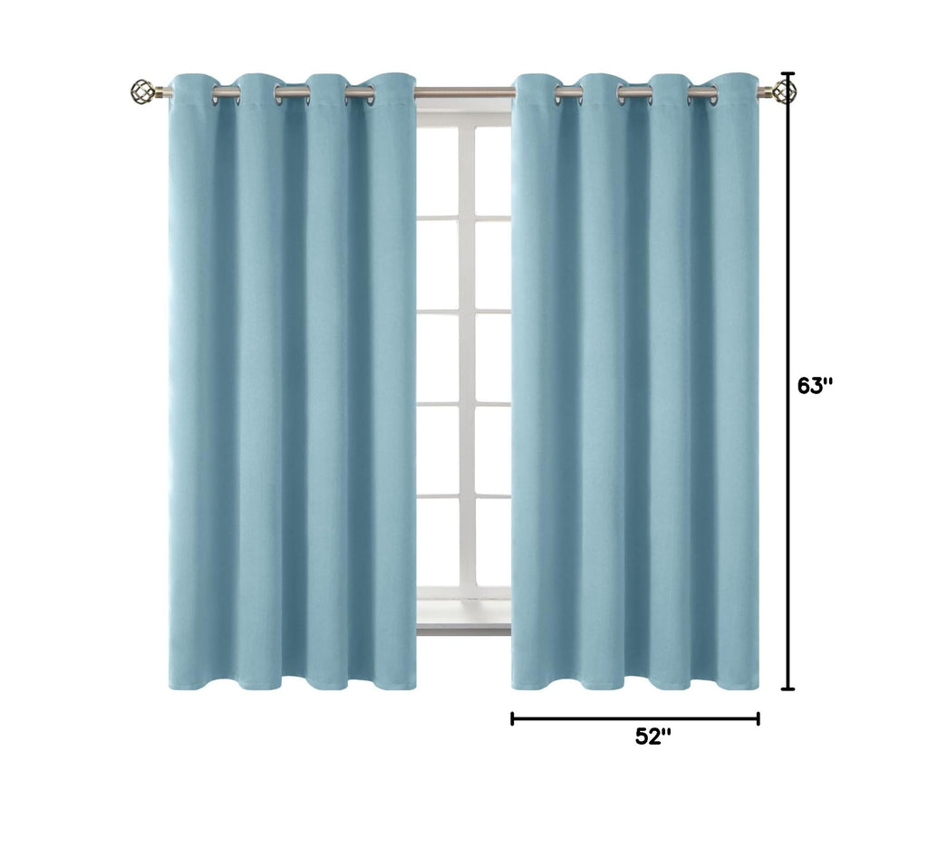 Greyish Blue Room Darkening Curtains 63 Inch for Bedroom (Greyish Blue / 52"W x 63"L (Pack of 2))
