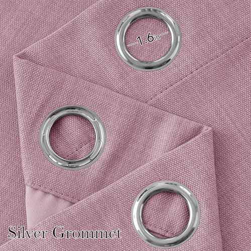 Faux Linen Pink Blackout Curtains 84 inches Long for Living Room (Linen Pink / 52"W x 84"L (Pack of 2))